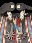 Rare Pair Of Kelly Bros No  6 Silver Engraved Overlaid Spurs W  Leather Straps