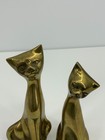 Vintage Leonard Solid Brass Pair Of Siamese Cat Figurines Mid Century Mod Mcm