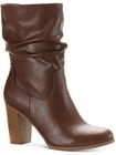 Style   Company Womens Brown Saraa Round Toe Block Heel Zip-up Slouch Boot 9 5 M