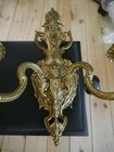 Large Wall Lamps Pair Brass Sconces Old Appliques 2 Lights