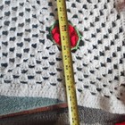 Handmade Crochet Afghan   Throw Blanket White And Red 3d Flowers  Strawberry