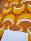 Awesome Rare Vintage Mid Century Retro 70s Yel Tan Abstract Mushroom Fabric  Wow