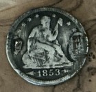1853 Love Token Mer M E R Engraved  Silver Coin Us Seated Liberty Quarter
