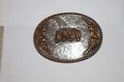 Vintage Huge 120 4g Diablo Sterling Silver Belt Buckle Rodeo Horses Flower Motif