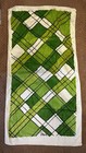 Vtg Rare Mid Century Vera For Burlington Painted Plaid Green Bath Towel Set