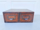 Vintage 2-drawer Oak Card Catalog Index File Cabinet Dovetailed Box