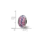 Reflection Beads Sterling Silver Pink   White Weave W  Blue Stripe Glass Bead