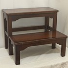 Vintage Councill Craftsman 2 Step Wooden Mahogany Inlaid Bed Steps Library Stool