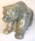 Vintage Hand Carved  Soapstone Bear Figurine  Made In  Alaska  Signed Av