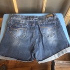 Royalty Women s Blue Stretch Denim Shorts Sz 14 Waist 32-38  Inseam 5 distressed