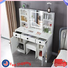 Large Vanity Set 10 Led Lighted Mirror W  Stool Dressing Makeup Table 3 Drawers