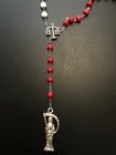 Santa Muerte Rosary Red And White   Wood  holy Death handmade free Shipping