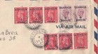 1949 Bahrain  Kgvi  Commercial Airmail To Los Angeles Ca  Eight Overprint Stamps