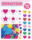 1024pcs Glitter Foam Stickers For Kids - Self-adhesive Heart   Star Shapes  S   