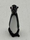 Vintage Miniature Glass Penguin Figurine Hand Blown Black White 1 Inch As Is