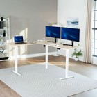 Vivo Light Wood   White Electric 75  X 63  Corner Desk Workstation
