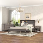 Modern Full Queen Size Bedroom Set Platform Bed Frame Dresser Cabinet Nightstand