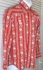 Vtg Red Pearl Snap Western Shirt Square swing Dance Rodeo Handmade Men s Sm med 