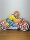 Vtg Rare Technofix Racer  15 Tin Windup Motorcycle 5  Germany 1950 Missing Parts
