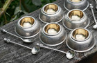 Set Of 6 - Antique 19th Century Coin Silver Individual Salts   Spoon s