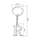 Initial Letter Key Chain Letter R Key Chain Pendant Key Ring Silver