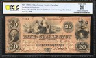 1858  20 Charleston  Sc Obsolete Bank Note Pcgs 20  South Carolina Currency 22