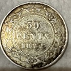 1872 Newfoundland 50 Cents Silver Coin Pre-confederation Victoria Dei Gratia