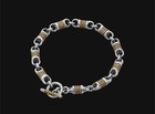 Two-tone Silver   Brass Chain Link Bracelet With Lobster Clasp