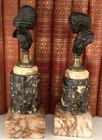 Pair 19th Century Grand Tour Bronze Figures Raised On Marble Bases 24 5 Cm High