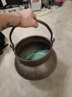 Antique Hammered Copper Cauldron With Hand Forged Handle And Dovetailed Design