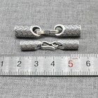 925 Sterling Silver Weave Leather Cord End Cap With Hook Clasp For Bracelet
