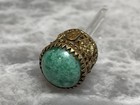 Antique Perfume Bottle - Gorgeous   Carved Foliage  Green Malachite Glass 