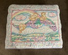 Vtg Handmade Baby Nursery Crib Quilt Blanket 42x30 Teddy Bears On Dragon