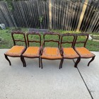 Vintage Charlotte Chair Co  Ornate Carved Mahogany Wood Rose Dining Chairs