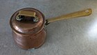Antique Arts   Crafts Copper Saucepan With Lid - Brass Handle - Rustic Kitchen
