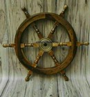18  Nautical Wooden Ship Steering Wheel Pirate Wood Brass Fishing Wall Decor 