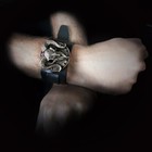 Alchemy A102 Gears Of Aiwass Wrist Strap Gothic Ram Skull Black Leather Buckle