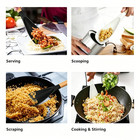 2 Pack Wooden Handle Silicone Spoons For Mixing Scooping Scraping - Kitchen Tool
