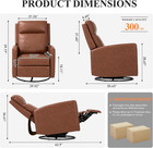 Swivel Rocking Recliner wide Pu Leather Glider Sofa Chair With Ergonomic High Ba