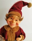 Christmas Elf Doll Holding Tree 11  Tall  Glass Eyes Pixie Gnome 