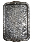Vintage Mcm Hand Wrought Hammered Aluminum Tray Tulips- Rodney Kent-cottage Core