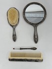 Vintage Estate Silver Plate Vanity Mirror Comb Makeup Brush Grooming Set Of 4