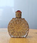 Antique Czech Glass Jeweled Enamel Filigree Perfume Bottle