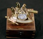 Vintage Working Antique German Marine Sextant   Compass Nautical With Wooden Box