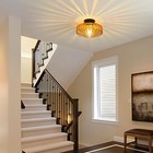 Vintage Mid Century Semi Flush Glass Ceiling Light - 12  Art Deco Fixture