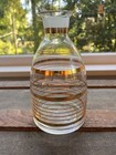 Mcm Gold Stripe Glass Decanter   3 Shot Glasses Set Bar Mid Century Modern Retro