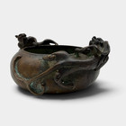 Chinese Dragon Handle Censer Bowl Bronze Tone Xuande Style Seal Mark 4 5 