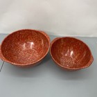 2 Vintage Melamine Nesting Mixing Bowls With Handles Red Confetti Speckled