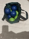 Bocce Ball Set W canvas Carrying Case Plastic Balls 2 Colors And A Pallino Ball