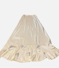 Vtg  Slip Skirt Ruffle Hem Blue Bows Coquette Xs s Crepe De Chine